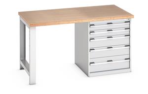 840mm High Benches Bott Bench 1500x900x840mm with MPX Top and 5 Drawer Cabinet